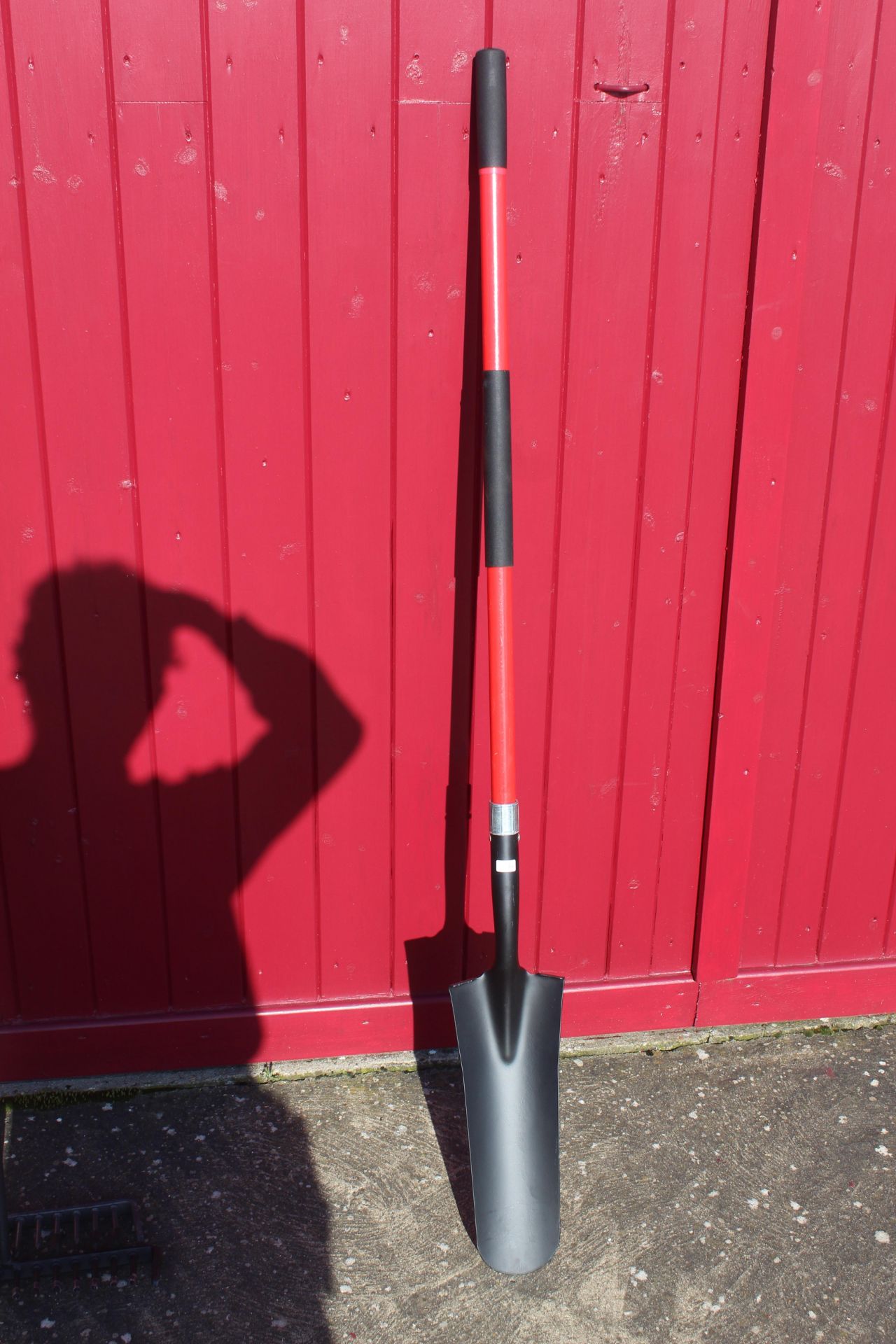 Long handled post hole spade. V