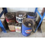 Various vintage oil cans. Some with contents. V