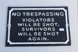 No tresspassing sign. V