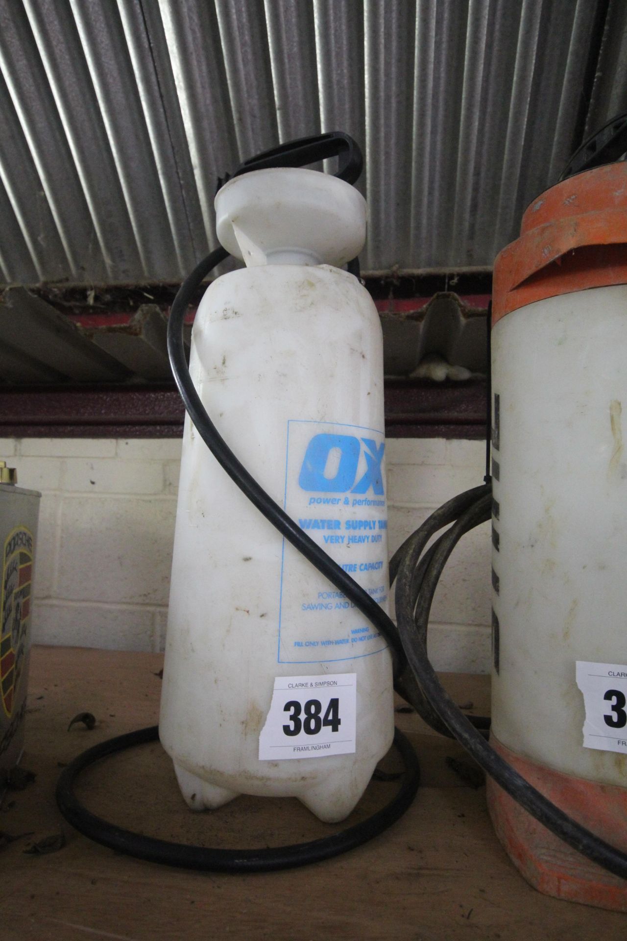 Dust suppression water bottle. For sale on behalf of the Directors, pending liquidation. V