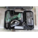 Hitachi 18v cordless drill, 2x batteries and charg