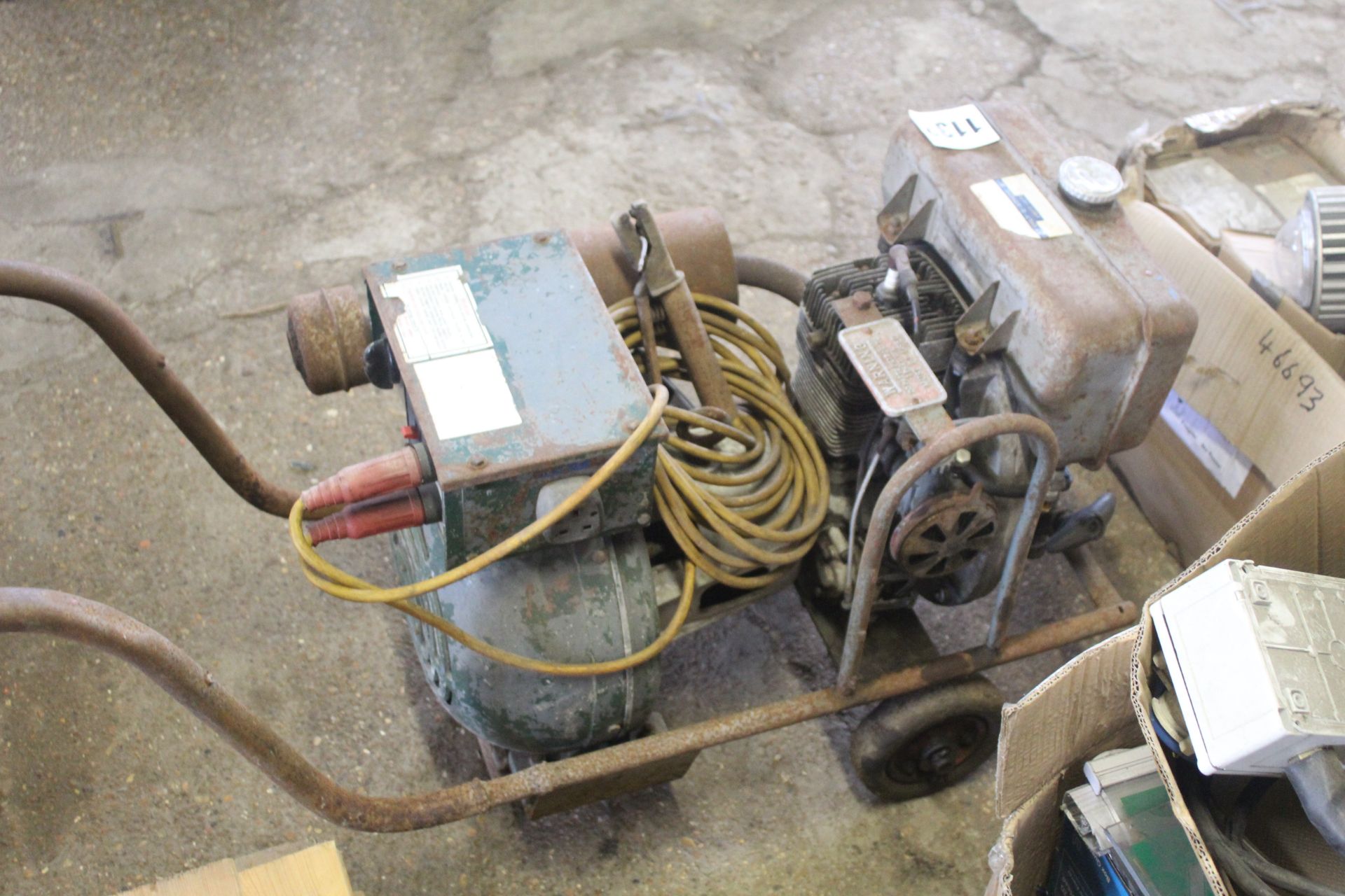 JLO-Rockwell, Germany c. 200A, two stroke engine driven portable welder on trolley. V - Image 3 of 4