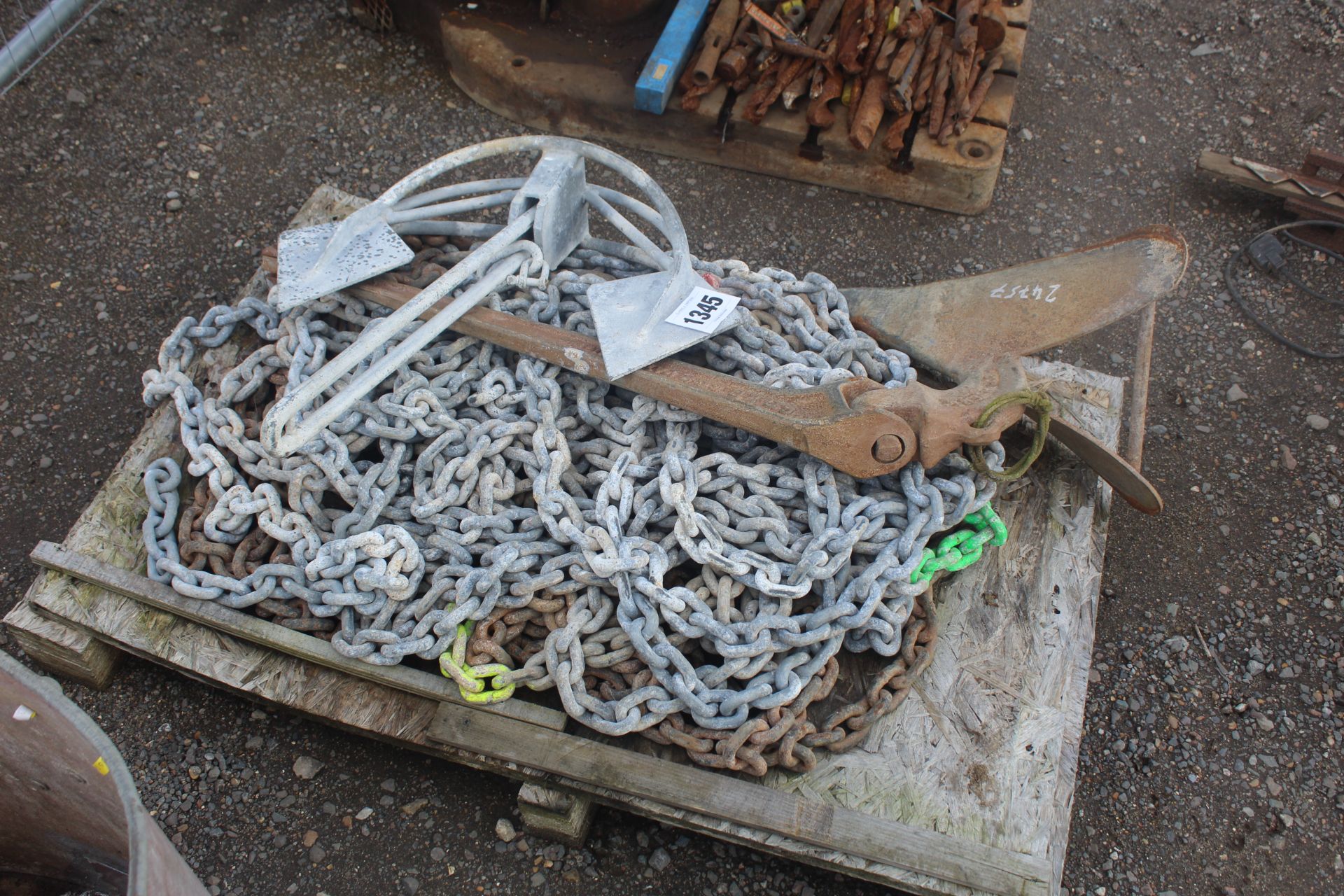 2x anchors and 50ft galvanised anchor chain.