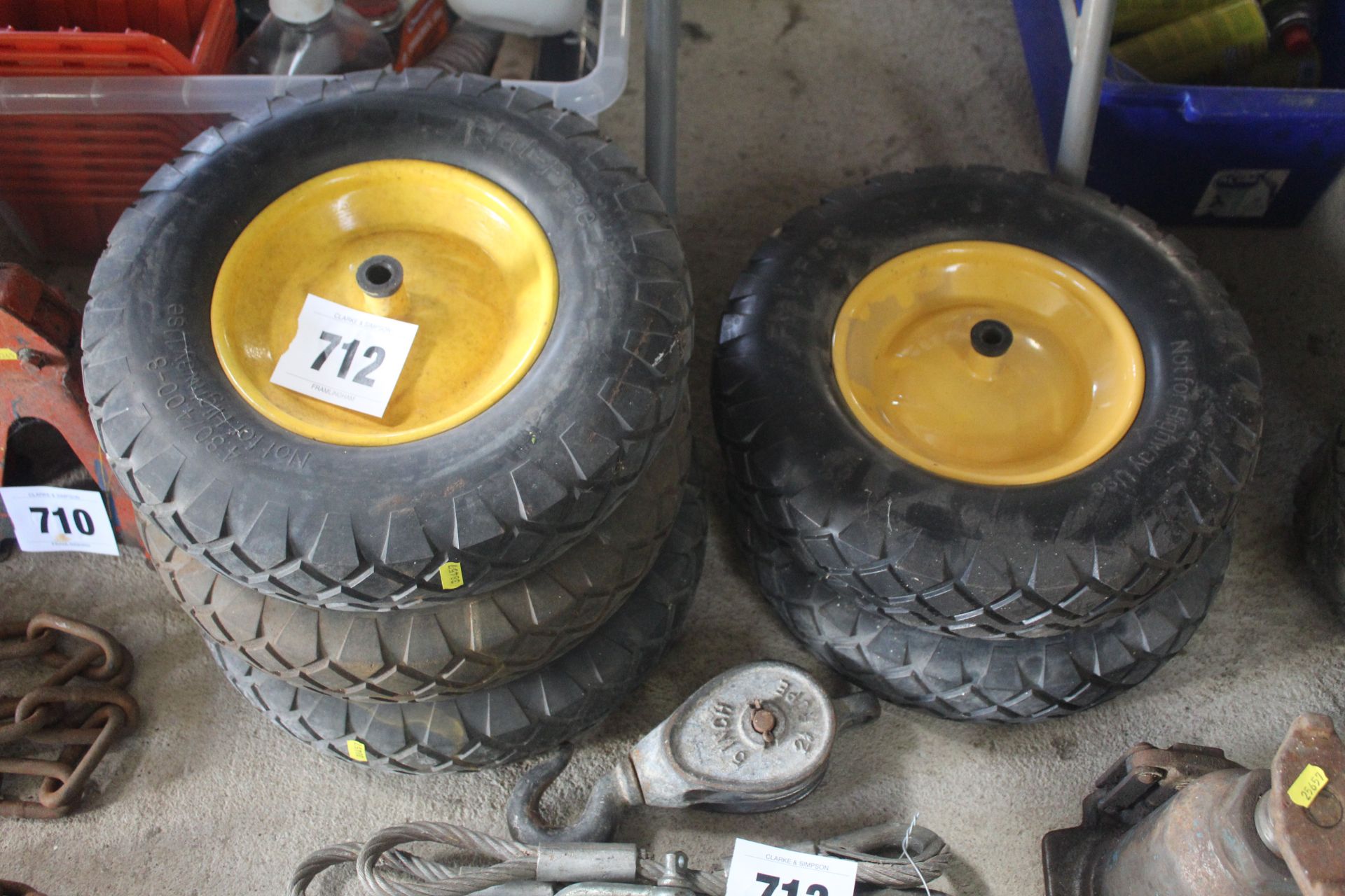 5x wheel barrow wheels.