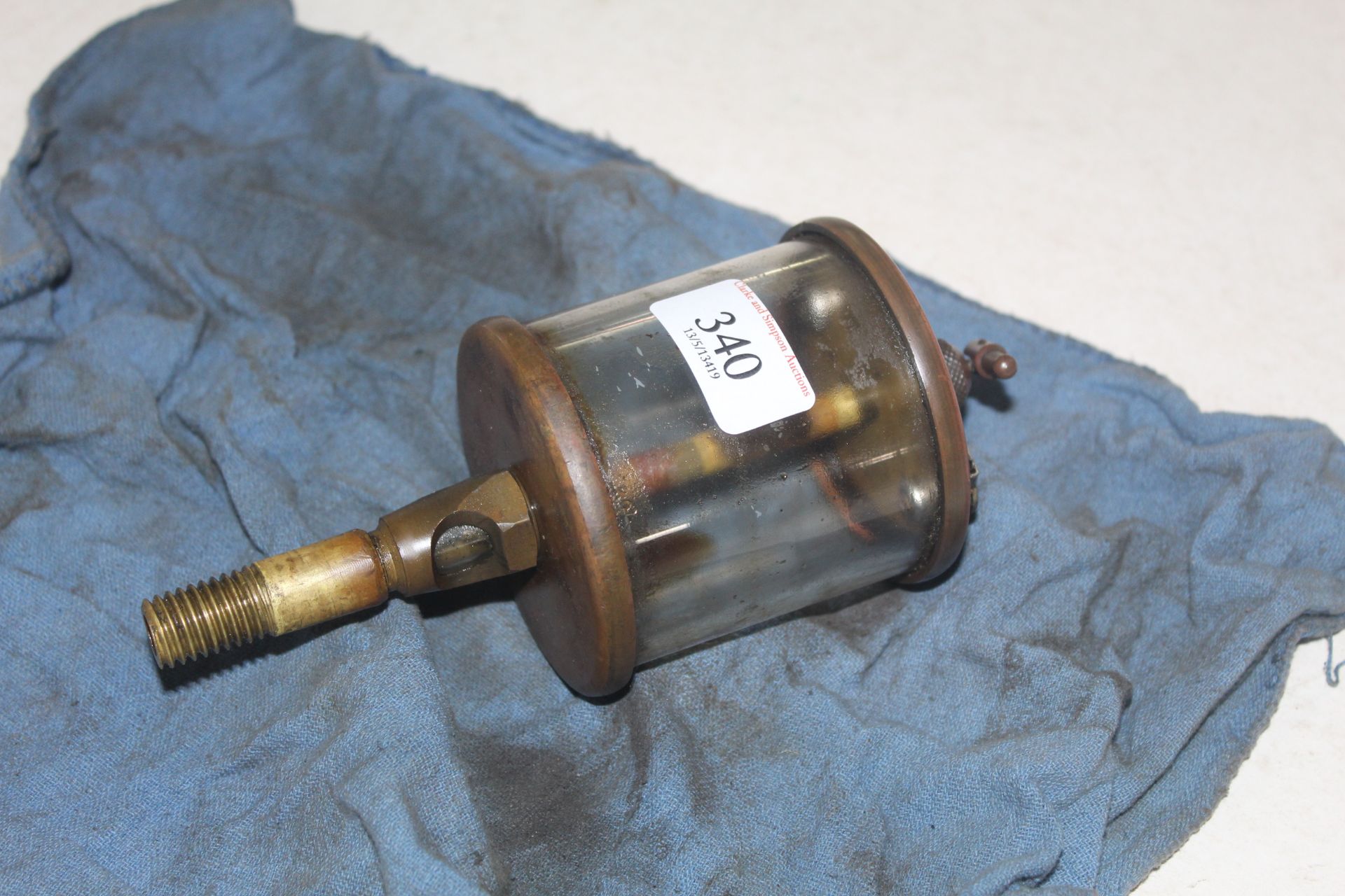 Brass and glass stationary engine lubricator.