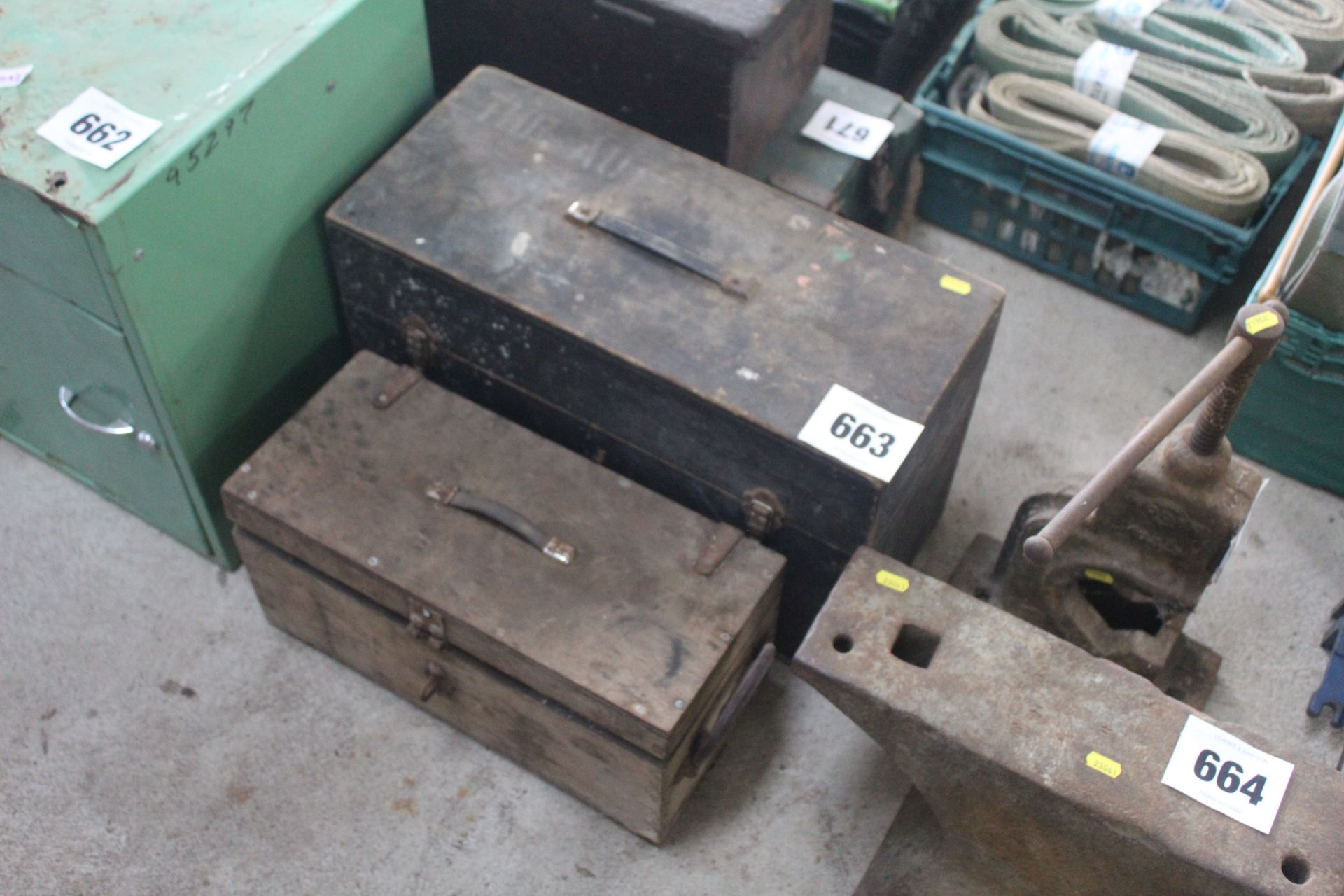 2x wooden tool chests.