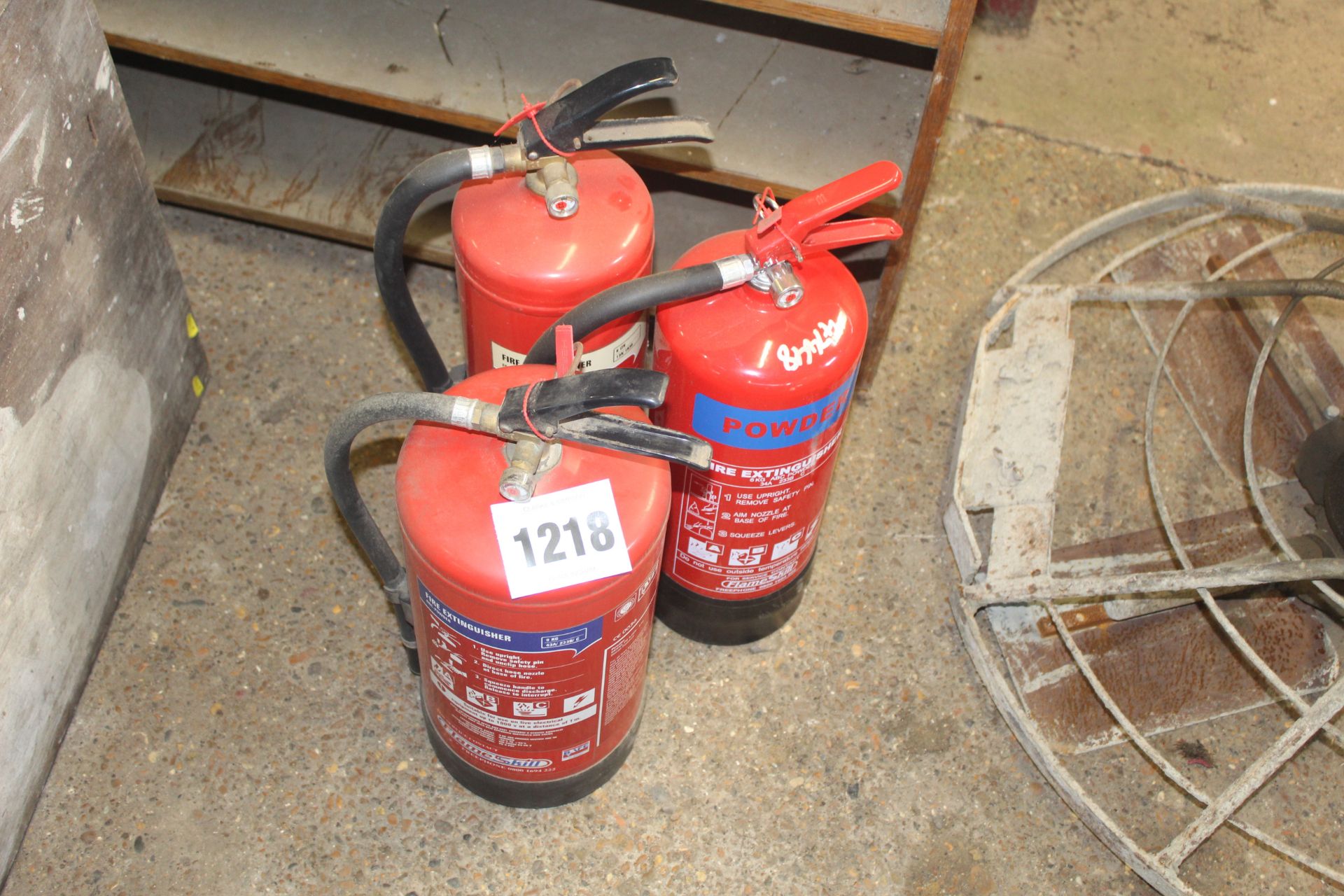 3x fire extinguishers.