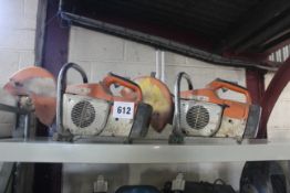 2x Stihl petrol disc cutters. For spares or repair. For sale on behalf of the Liquidators. V