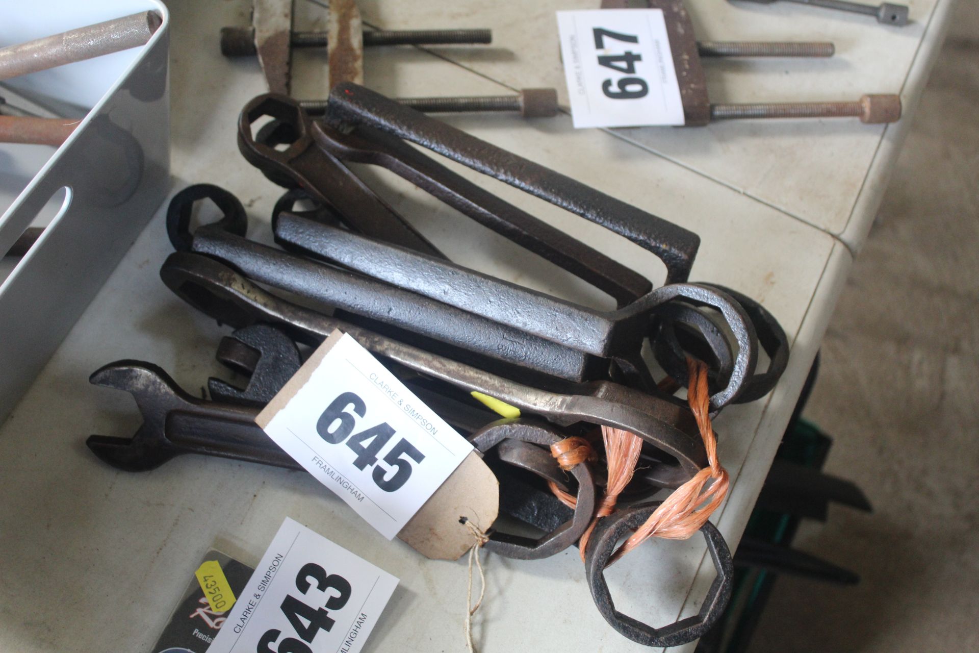 Quantity of vintage spanners.