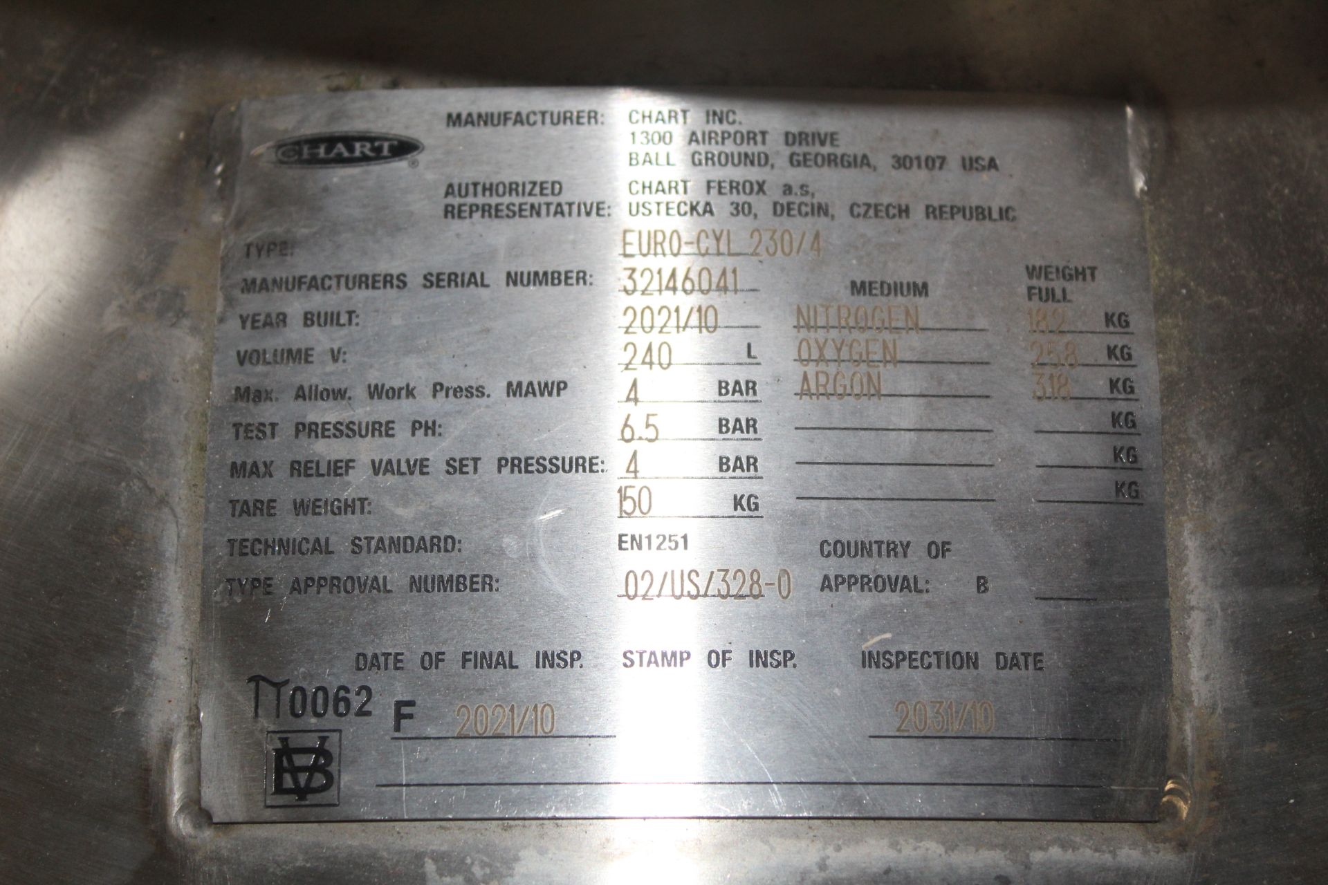 Chart Euro-Cyl 230/4 240L stainless steel air tank - Image 11 of 11
