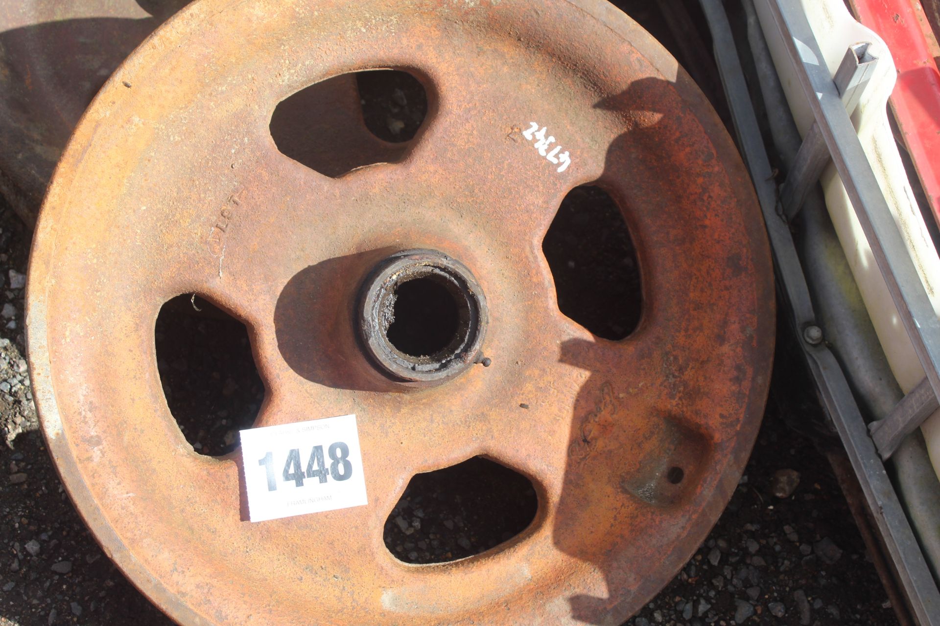 Pair of Fordson cast front wheels. - Image 2 of 3