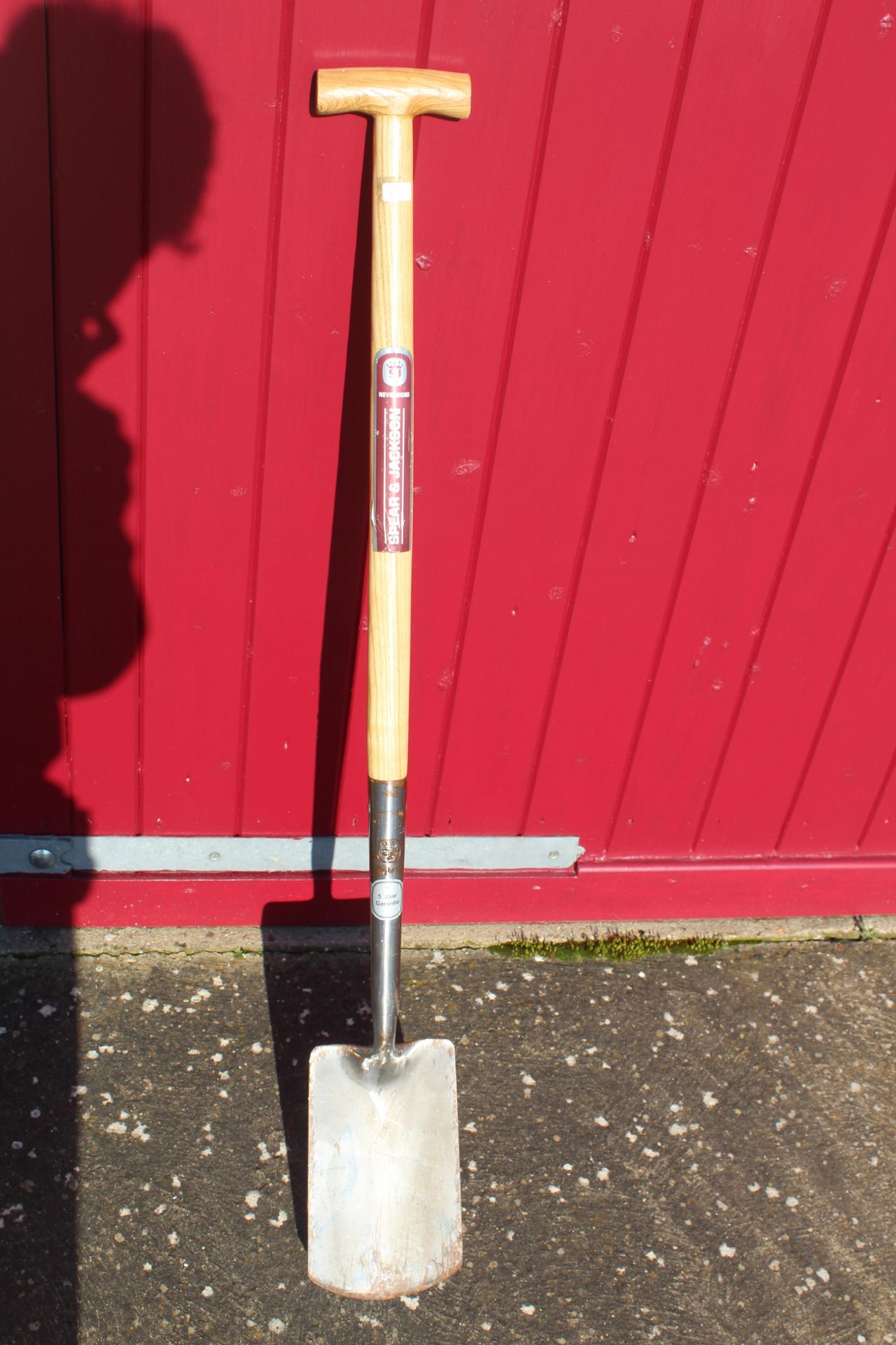 Long handled post hole spade. V