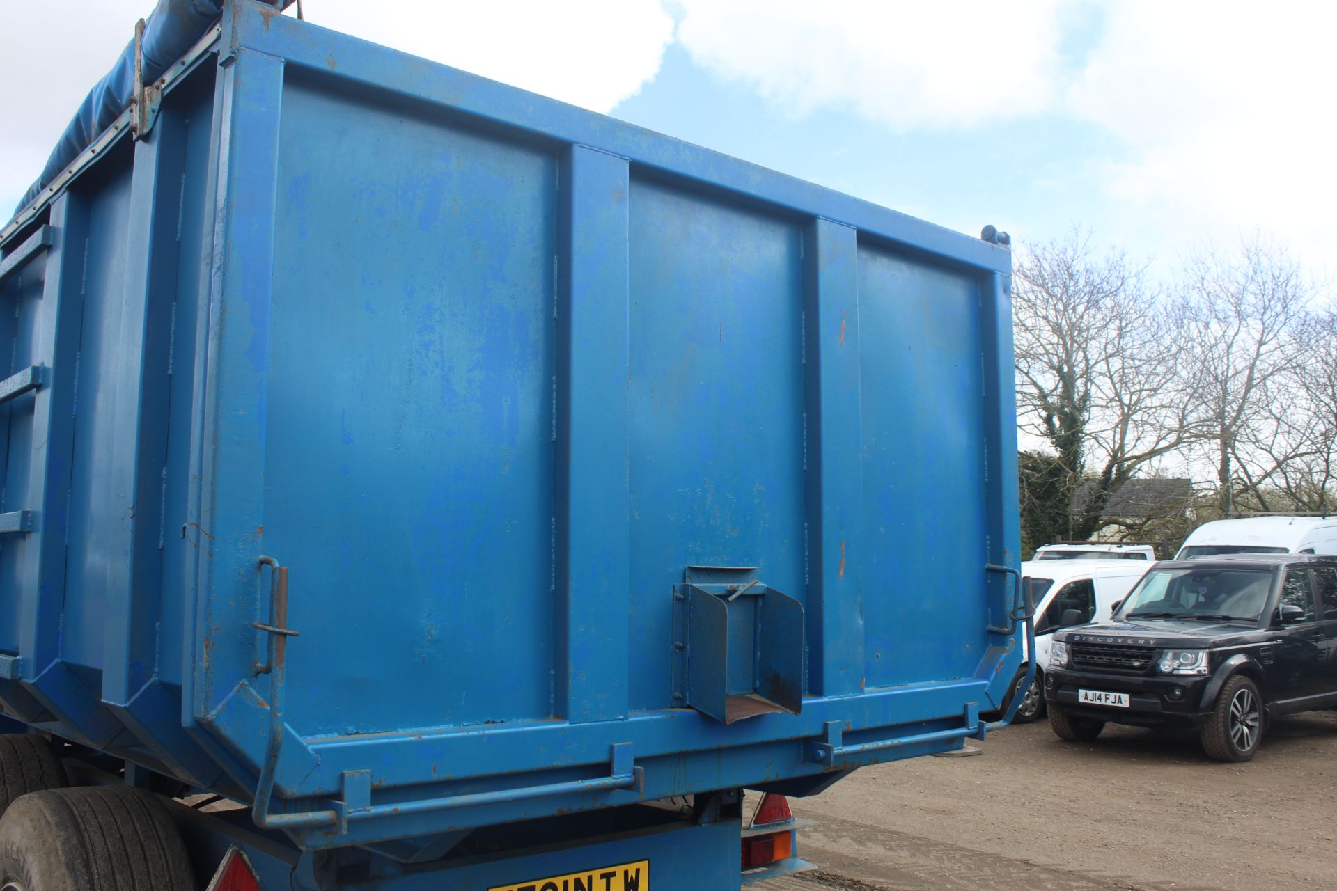AS Marston 12T twin axle tipping trailer. With super single wheels and tyres and roll over sheet. - Image 22 of 50