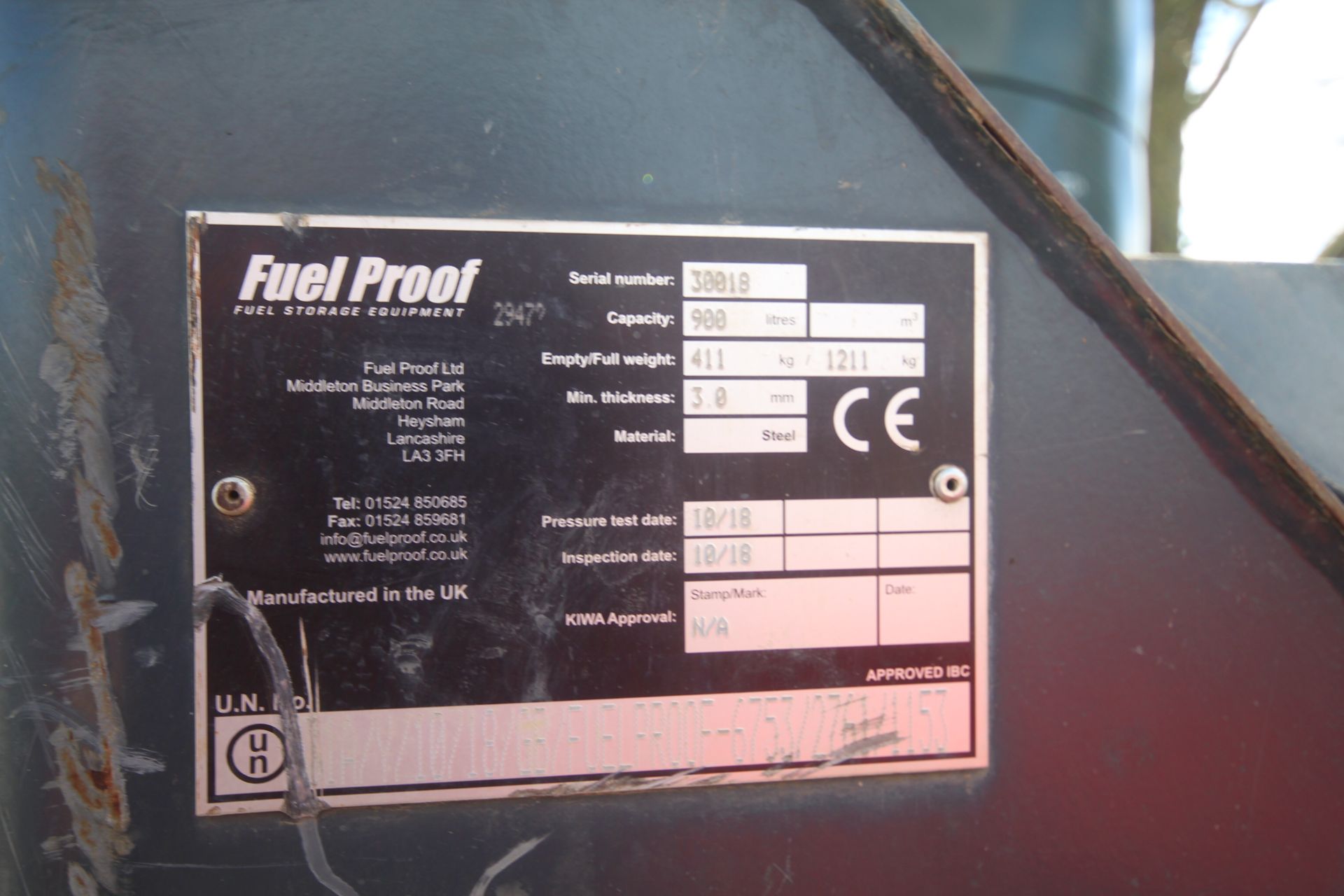 Fuel Proof 900L bunded fuel cube. 2018. With manual pump. For sale on behalf of the Directors, - Image 6 of 6