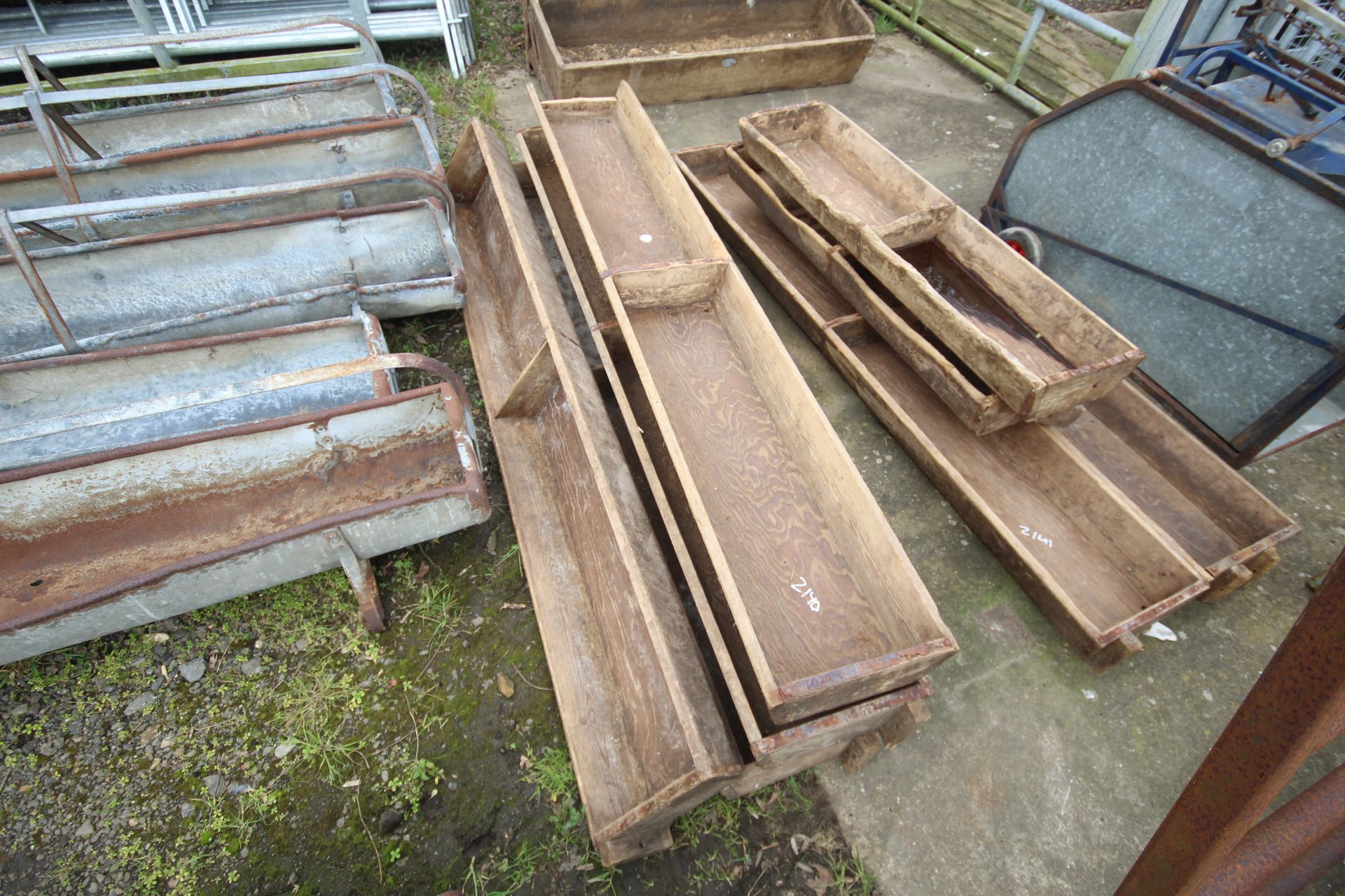 4x wooden sheep troughs. V