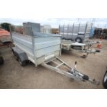 Indespension Challenger 8ft x 4ft twin axle plant trailer. With full width mesh ramp and extension