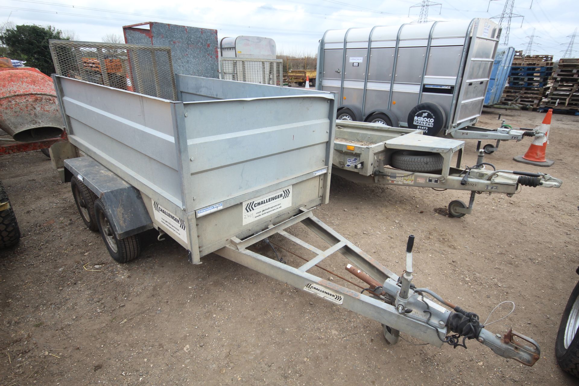 Indespension Challenger 8ft x 4ft twin axle plant trailer. With full width mesh ramp and extension