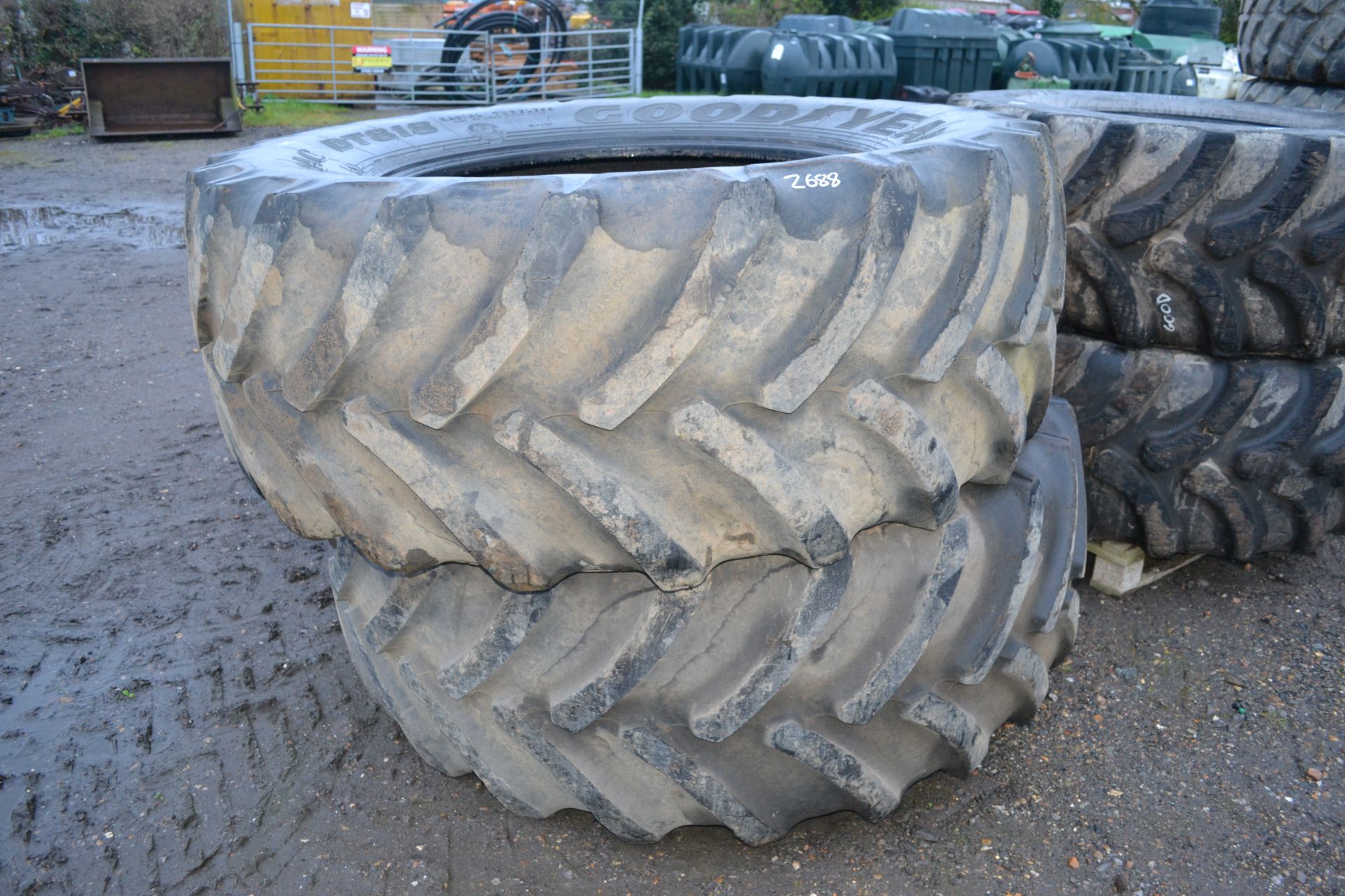 Pair of Good Year 650/65R38 tyres. V