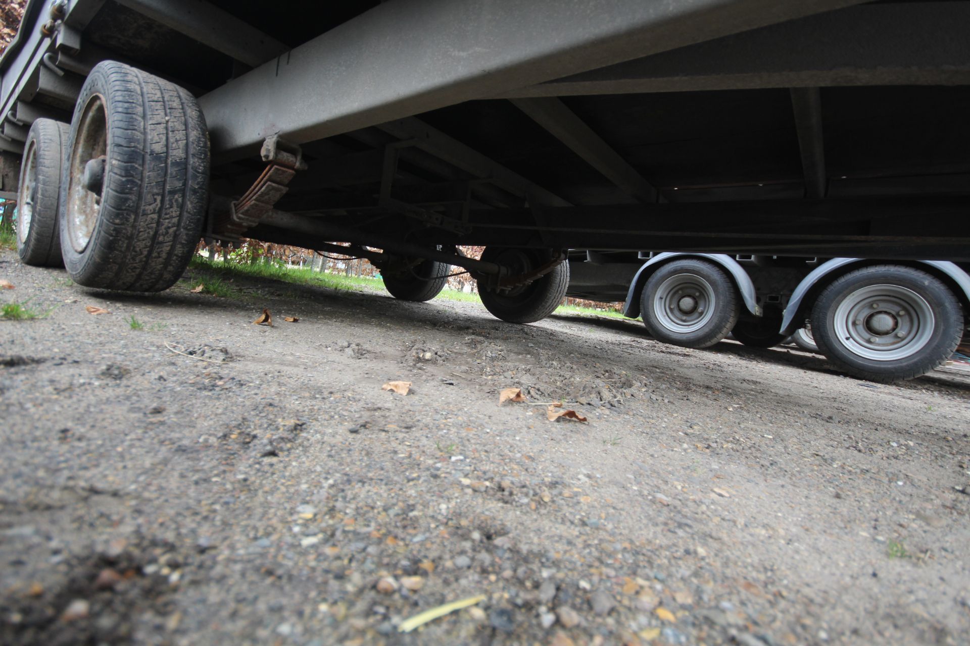 Ifor Williams 14ft twin axle flat bed trailer. With manual crane, sides and recent new floor. Key - Image 10 of 39