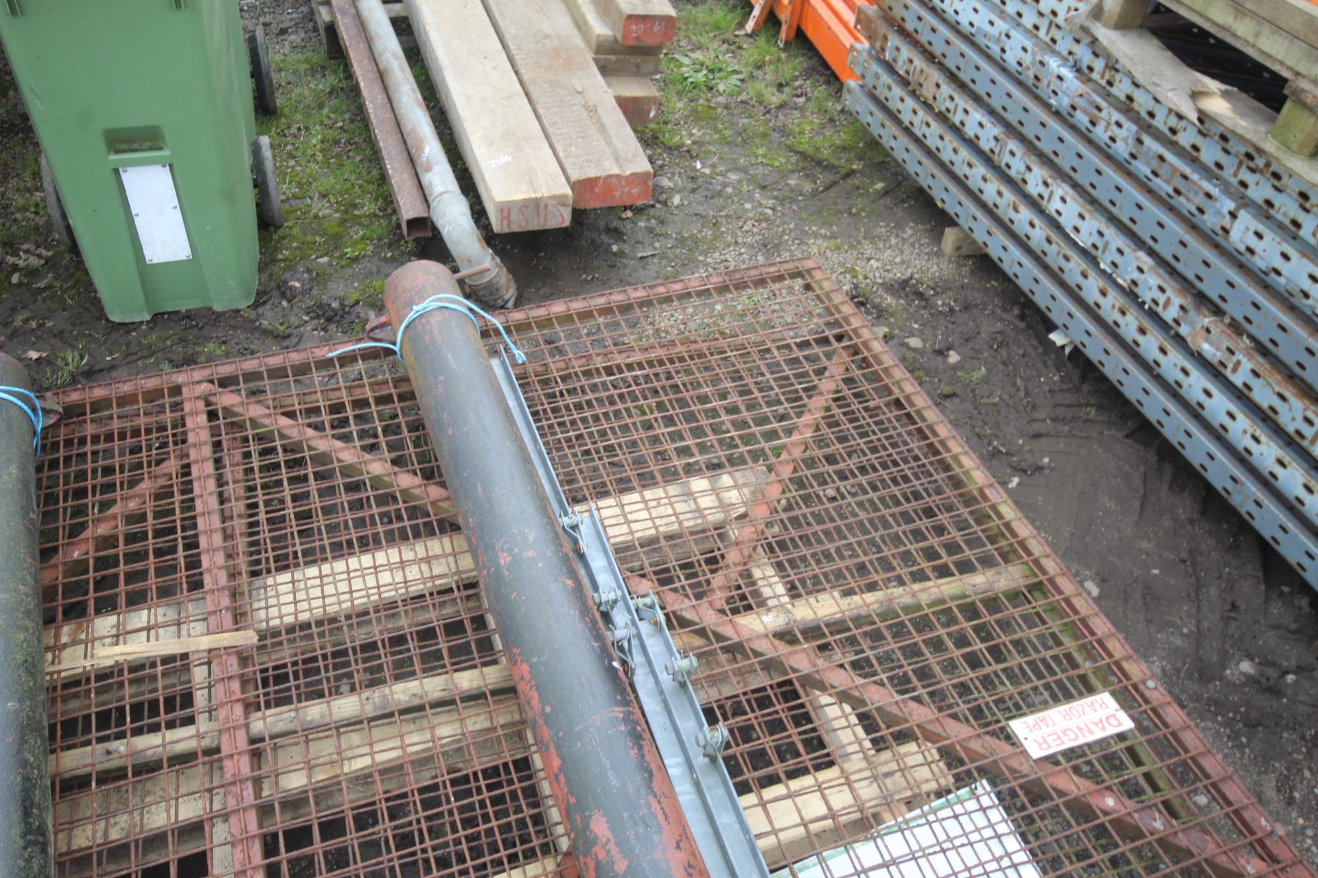 Pair of metal/ mesh gates. Approximately 3m x 1.8m. With posts (cut at ground level). - Image 4 of 5