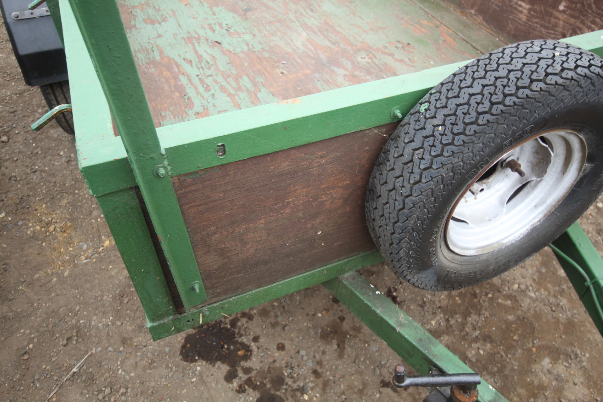 8ft x 4ft single axle car trailer. With ladder rack, lights and spare wheel. Key held. - Image 3 of 18