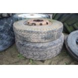 Lorry wheel and tyre and another tyre. V