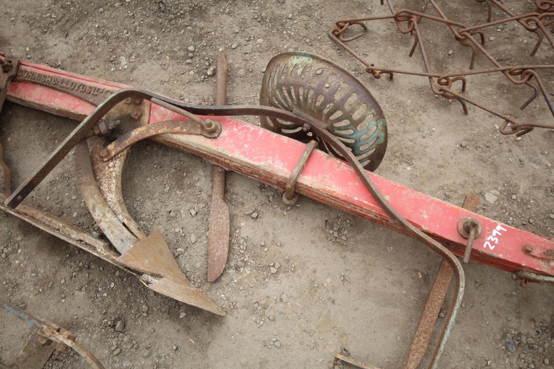 Cornish and Lloyds wooden beam horse drawn plough - Image 3 of 6