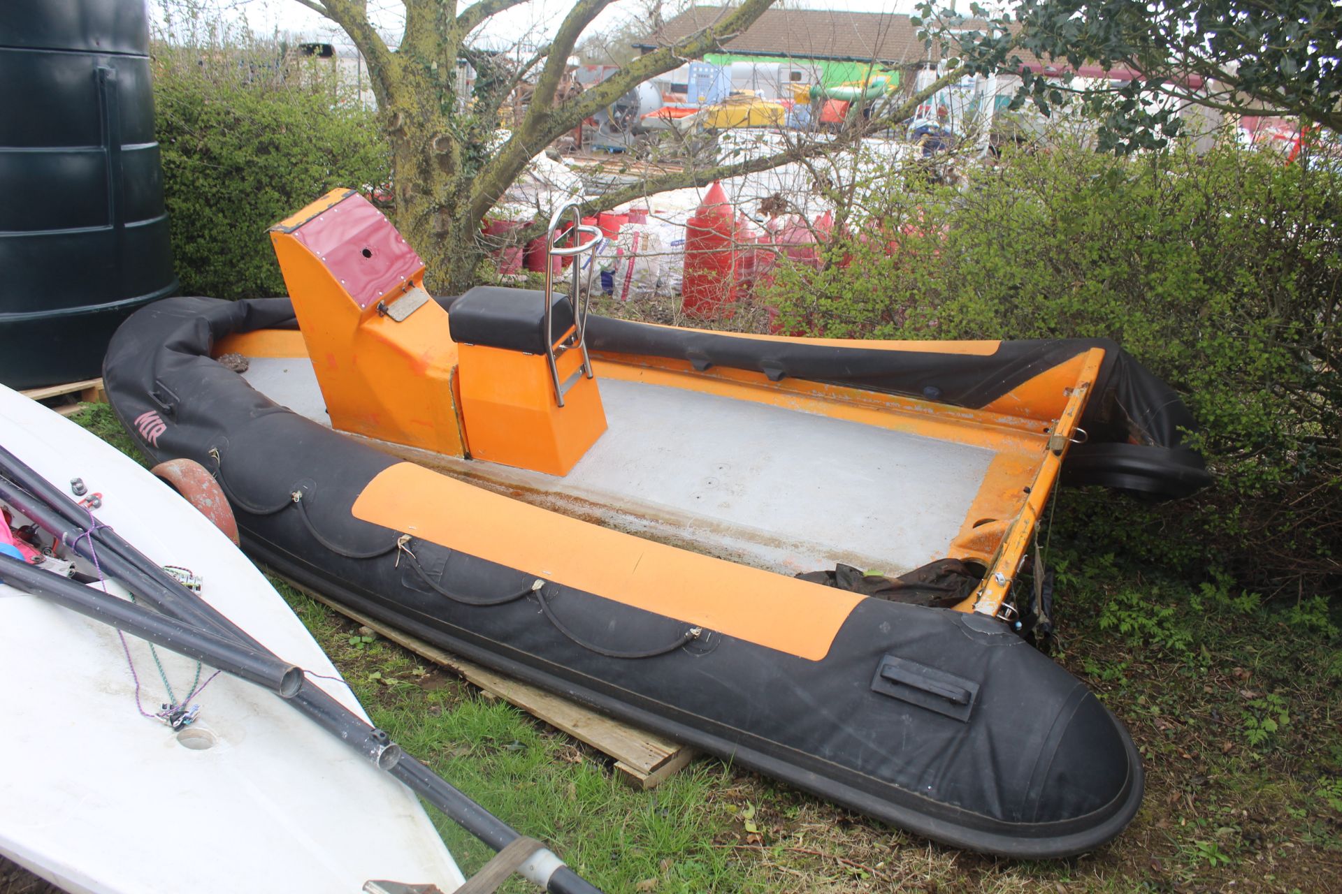 Mir 17ft rib. With fibreglass hull, consol and seat. No trailer, outboard or steering.