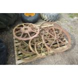 Various cast iron wheels. V