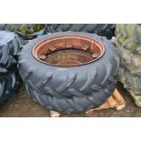 2x Fordson Major rear wheels and tyres.