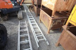 Extending aluminium ladder.