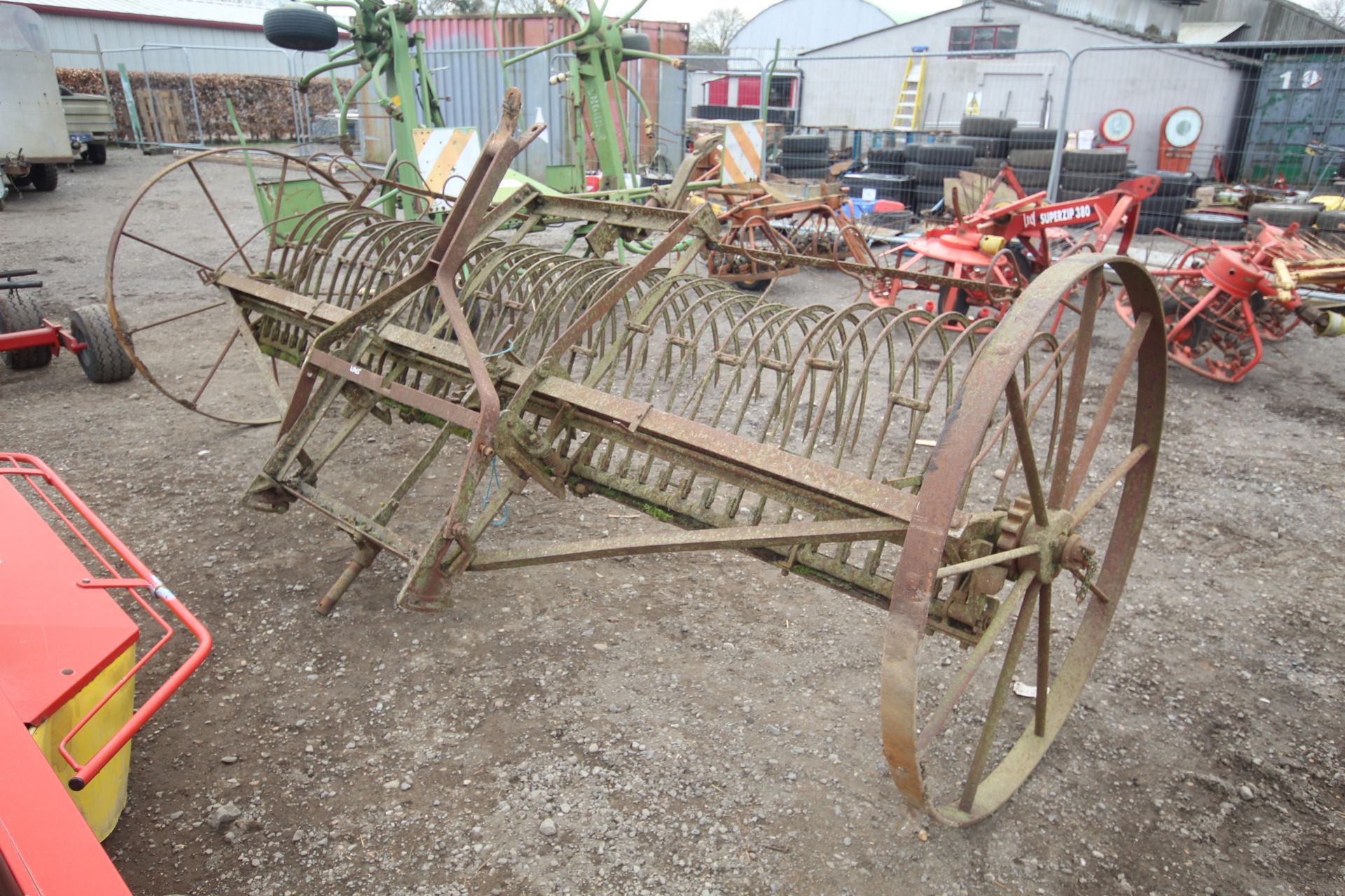 Trailed vintage hay rake. V