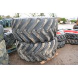 Pair of 28.1R26 flotation wheels and tyres. With 8-stud bolt in centres. V