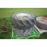 2x 405/70-20 dumper wheels and tyres.