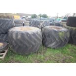 Pair of 66x43.00-25 flotation wheels and tyres. Wi