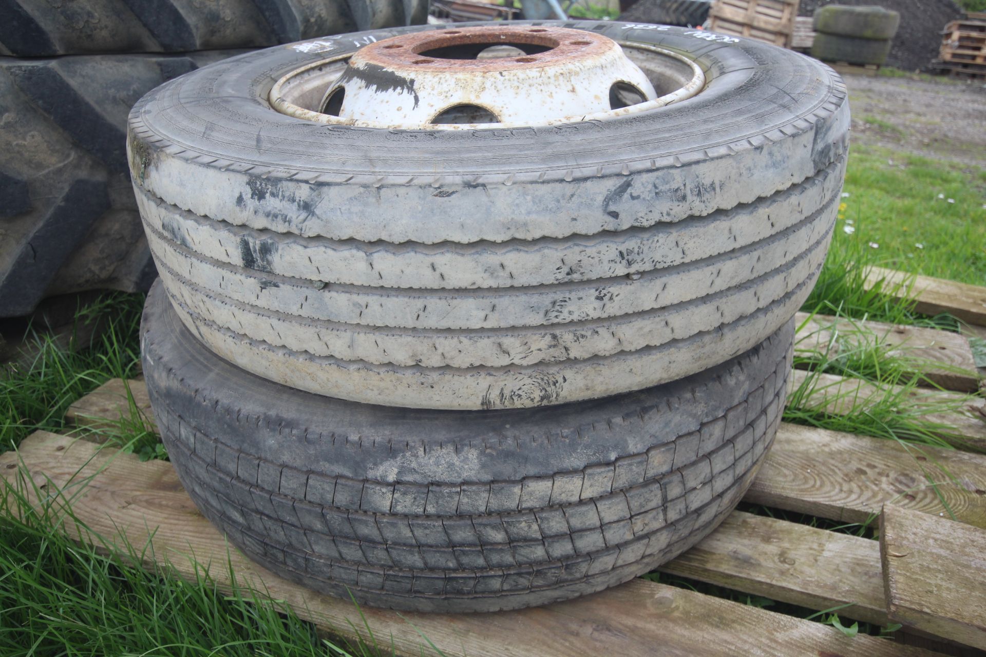 235/70R17.5 lorry wheel and tyre (requiring repair) and another. - Image 2 of 2