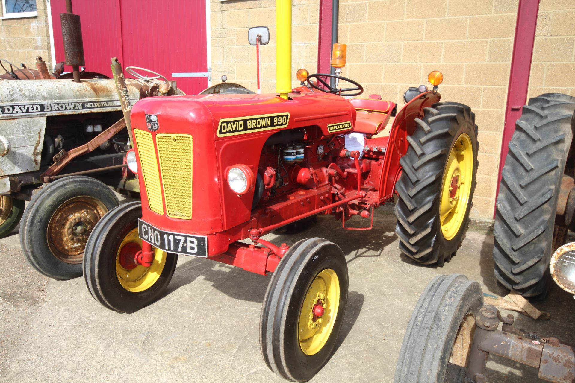 David Brown 990 Implematic live drive 2WD tractor. Registration CNO 117B. Date of first registration