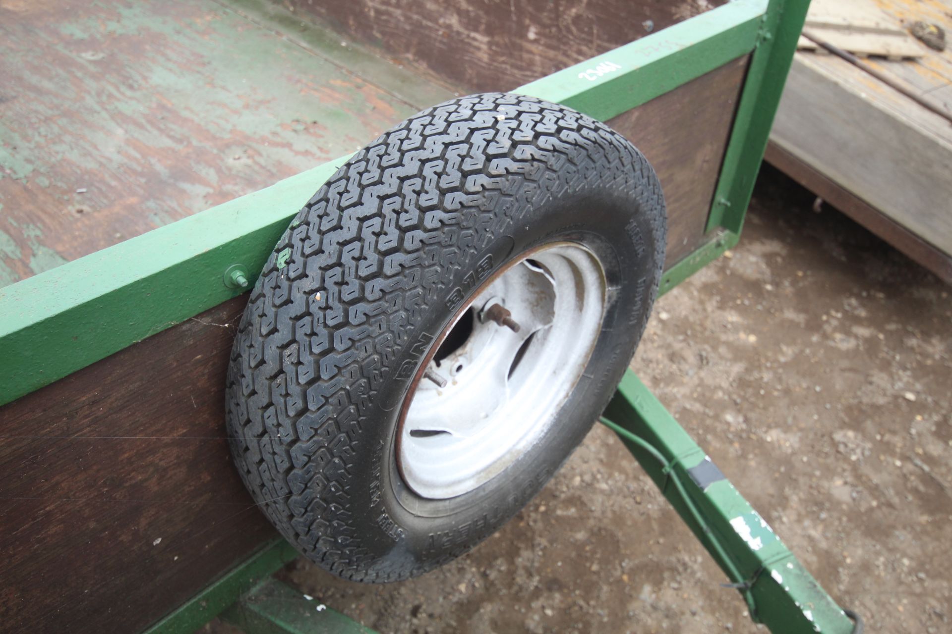 8ft x 4ft single axle car trailer. With ladder rack, lights and spare wheel. Key held. - Image 4 of 18