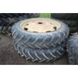 Pair of 13.6R48 row crop wheels and tyres. John Deere centres. V