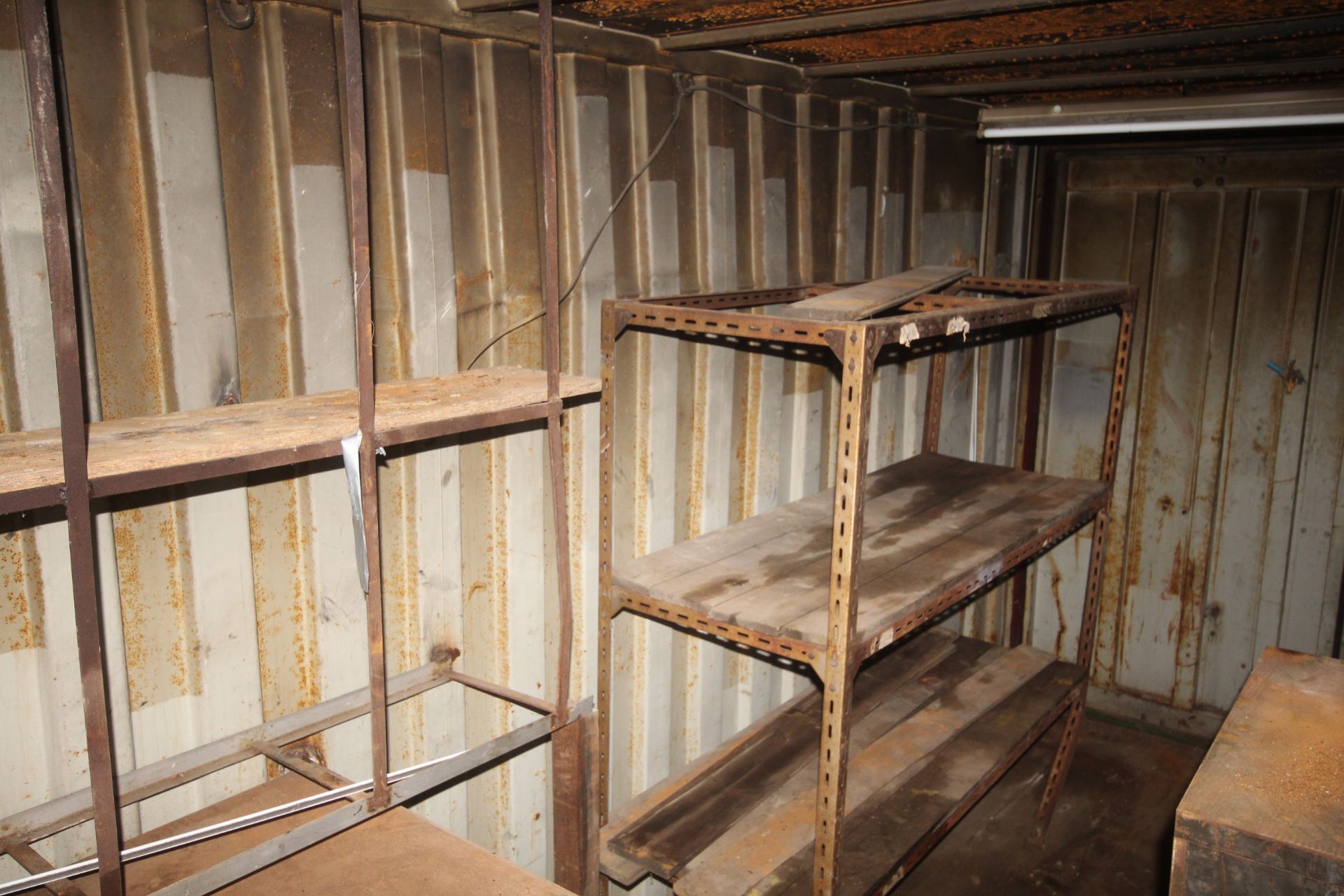 20ft shipping container. Previously used as workshop. With bench and storage racks. - Image 9 of 10