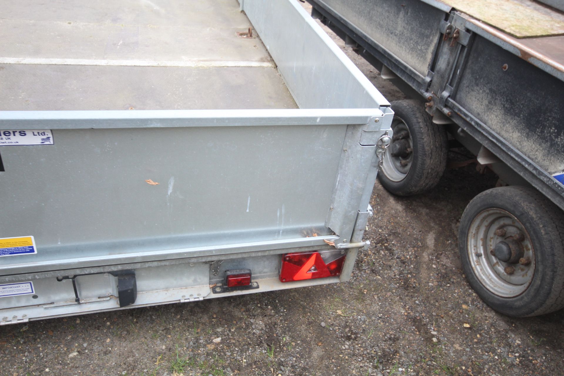 Ifor Williams 2CB LM147 B2 14ft twin axle beavertail trailer. With drop sides and alloy ramps. Key - Image 20 of 35