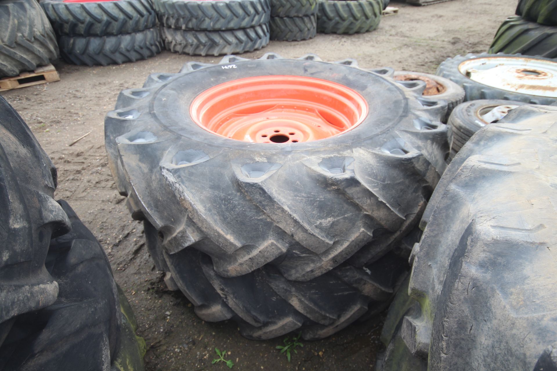 Pair of Fordson Major 18.4/15-30 rear wheels and tyres. - Image 2 of 5