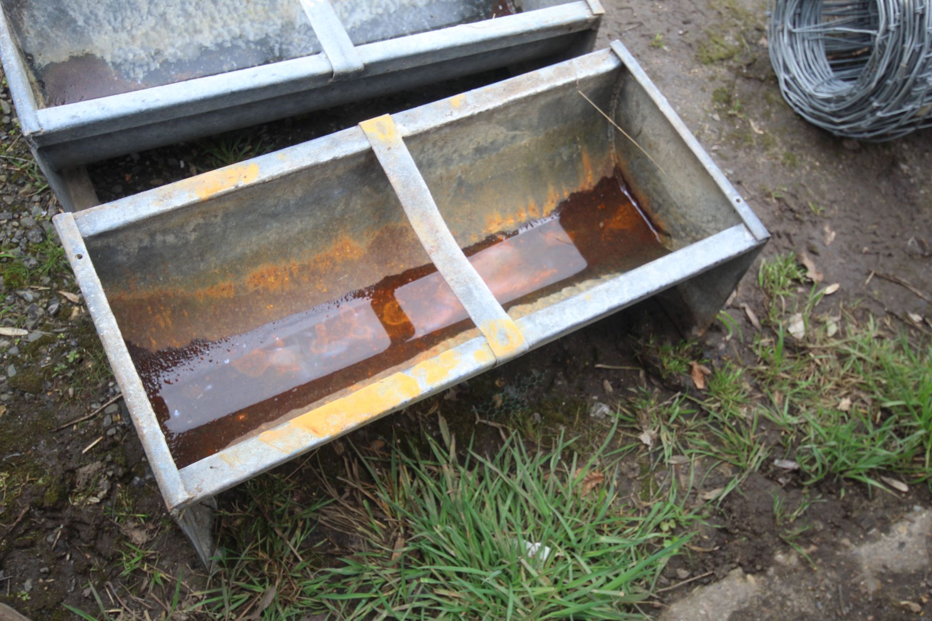 2x galvanised feed troughs. V - Image 2 of 2