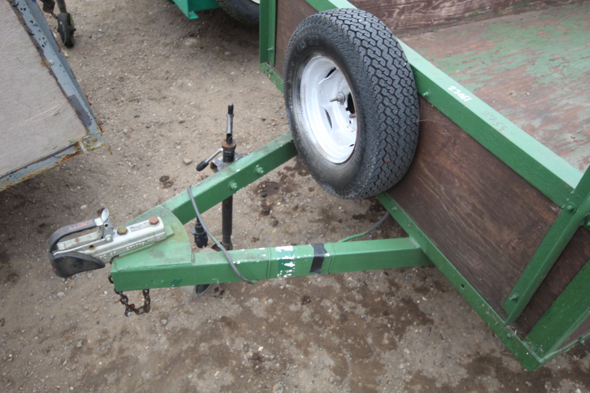 8ft x 4ft single axle car trailer. With ladder rack, lights and spare wheel. Key held. - Image 18 of 18