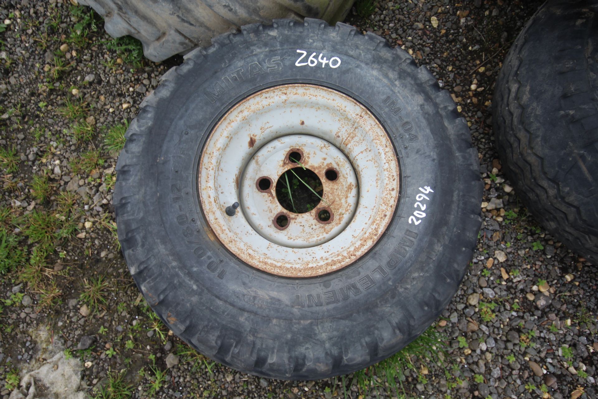 10.0/80-12 trailer wheel and tyre. V - Image 3 of 4