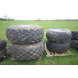 Set of turf wheels and tyres. Comprising 23.1-26 r