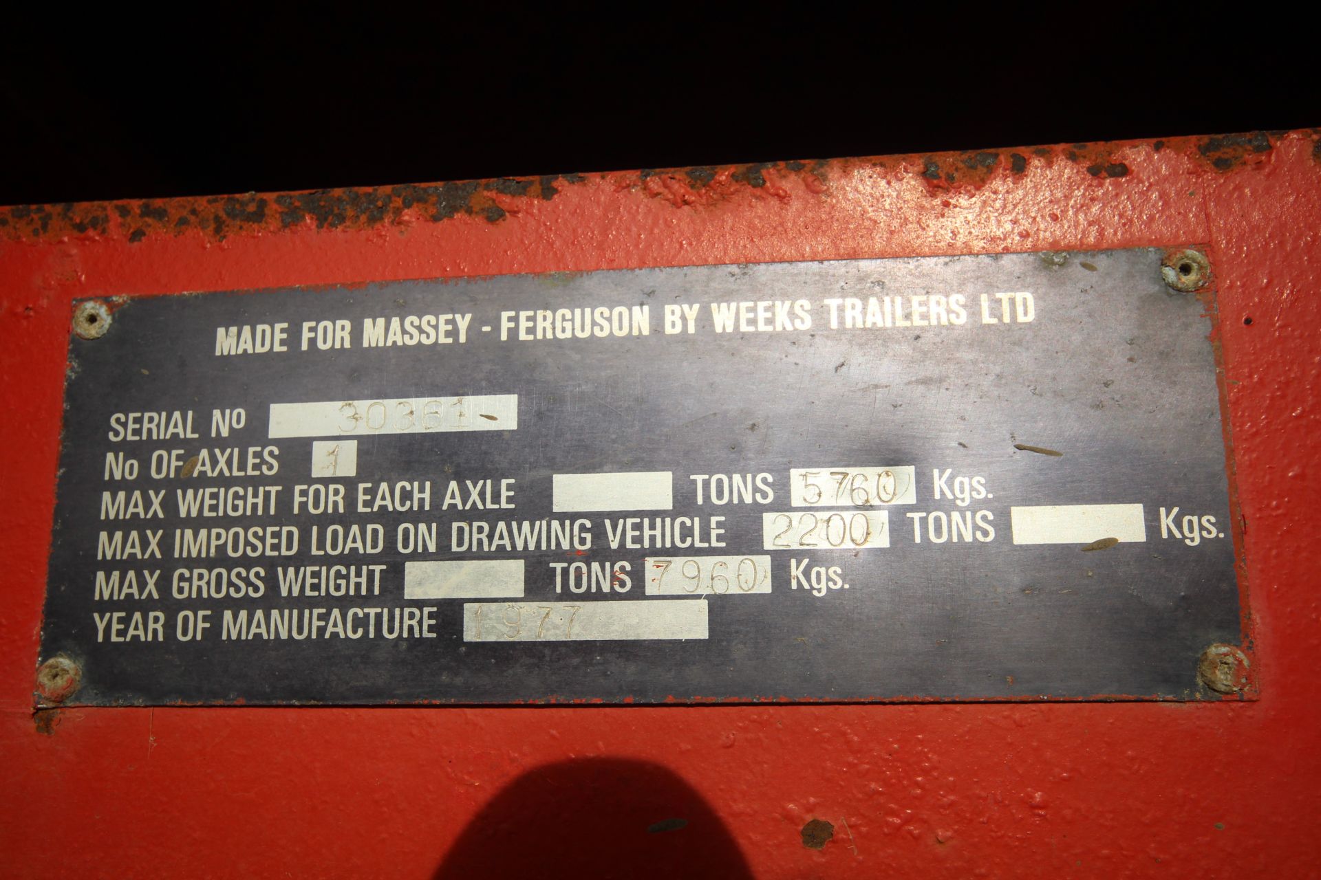Massey Ferguson/ Weeks 6T single axle tipping trailer. From a local Deceased estate. - Image 27 of 27