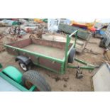 8ft x 4ft single axle car trailer. With ladder rack, lights and spare wheel. Key held.