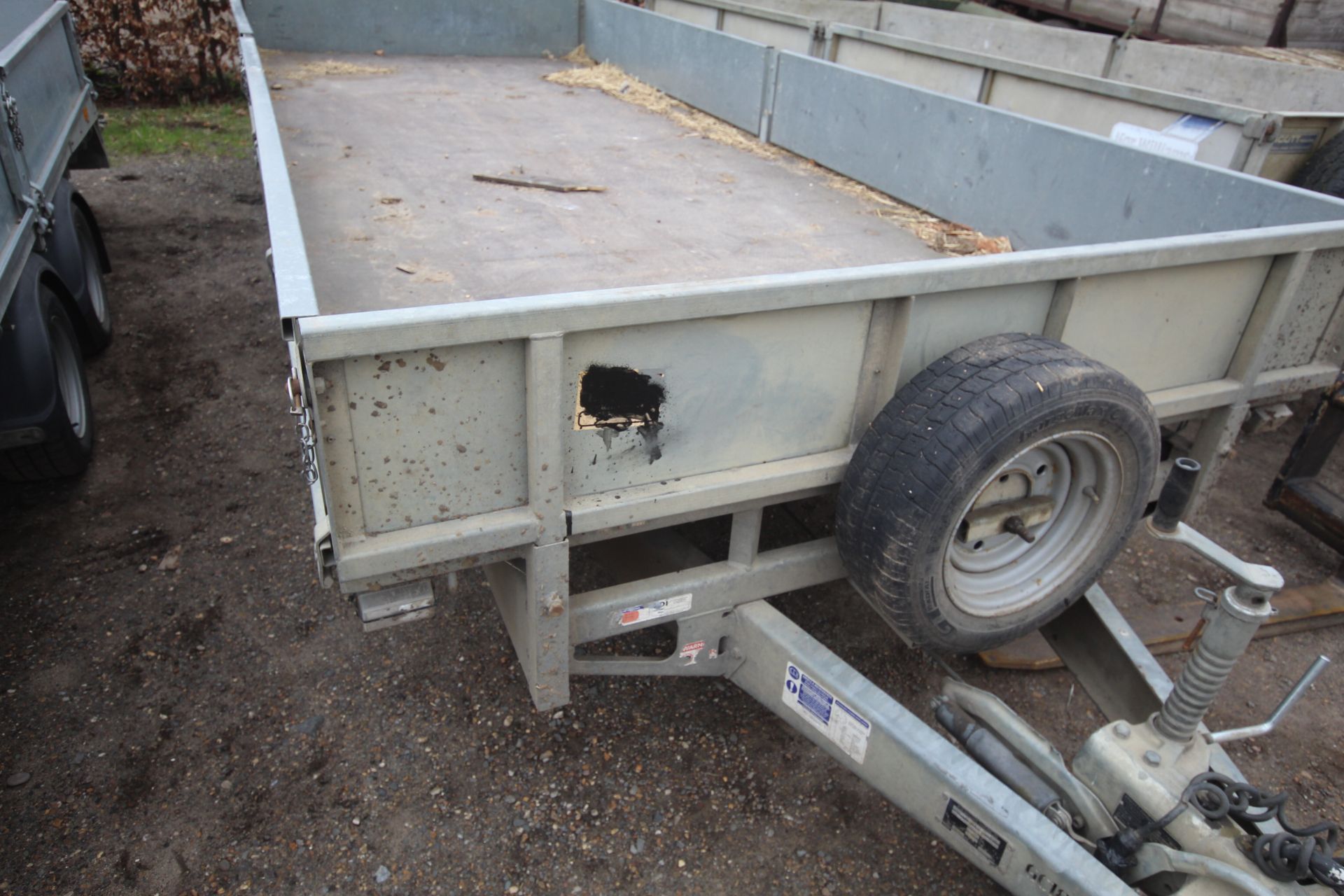Ifor Williams 16ft twin axle flat bed trailer. With sides. V - Image 29 of 32