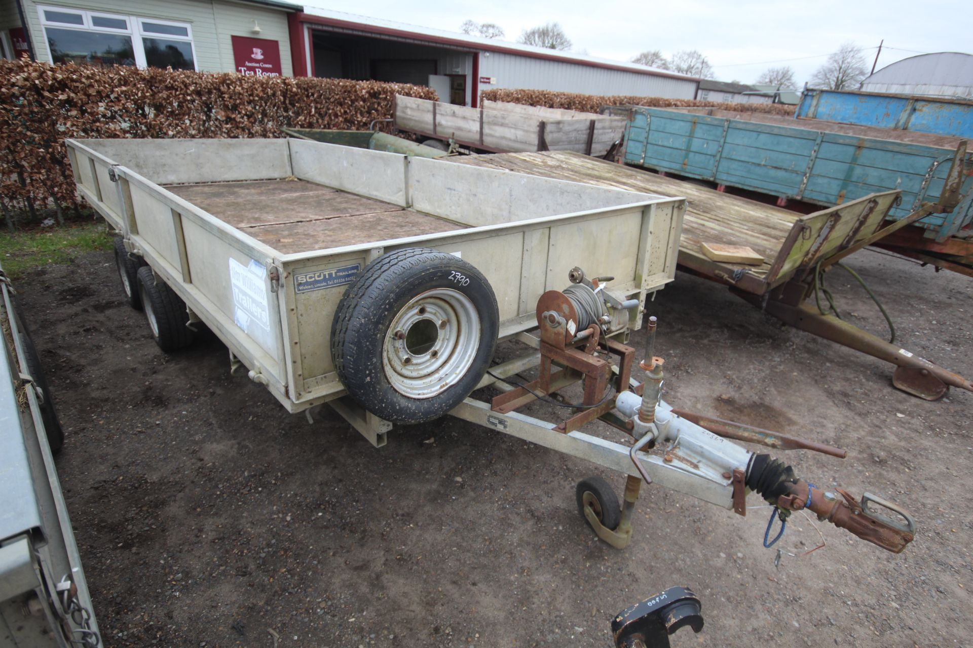 Ifor Williams LL166G 16ft twin axle flat bed trailer. Serial number 64791. With sides, spare